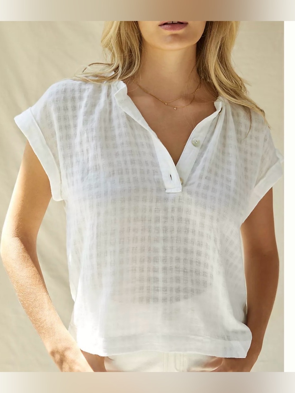Anthropologie- Cloth & Stone Cap-Sleeved Blouse *NWT
